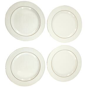 Set of 4 Golden Tradition Signature Housewares Dinner Plates w/ Gold Trim 8 1/8"